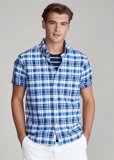 Camisa Oxford Polo Ralph Lauren Hombre Azules / Blancos / Multicolor - Classic Fit Plaid - TZBIC9204